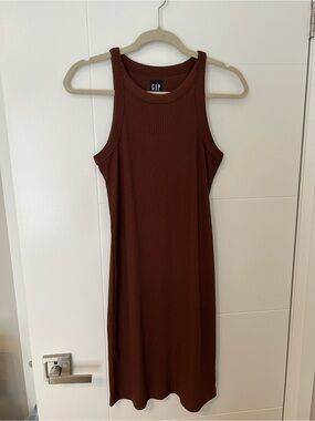 GAP Ribbed Tank Dress in Deep Brown